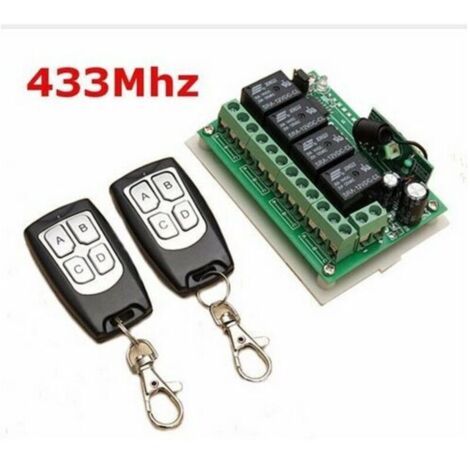 – télécommande sans fil 433mhz Dc 12v 4 canaux, commutateur relais Rf longue Distance, 2 émetteurs + 1 récepteur pour porte de Garage (1/4)