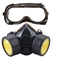 Kcvv – Masque de protection respiratoire réutilisable – Double filtration 97% – Lunettes de protection incluses – Pour peinture et travaux mécaniques
