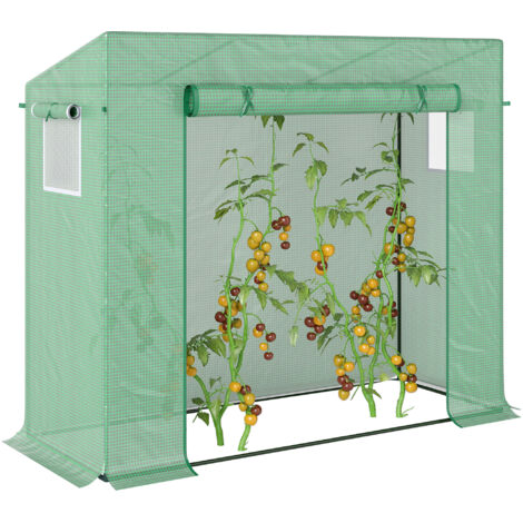 Reinforced plastic garden greenhouse, growing tunnel with sliding door and side vents, steel structure, dimensions 200x76x168 cm, green colour. (1/5)