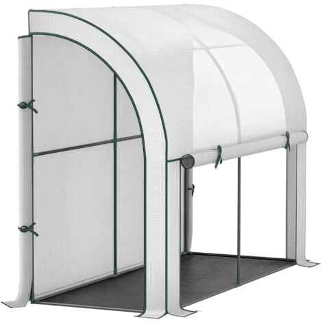 Garden greenhouse on legs, accessible plant shelter, plastic cover, 300 x 80 x 157 cm, white (1/5)
