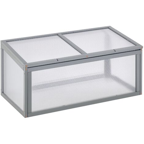 Wooden and polycarbonate garden greenhouse, 90 x 46 x 40 cm, cold frame with weatherproof cover for vegetable gardens and flower beds (1/5)