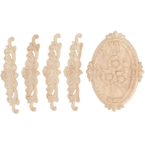 Wood Appliques European Style Exquisite Appearance Decorative Wood Carved Corner Onlay for Cabinet Door Decoration (1/5)