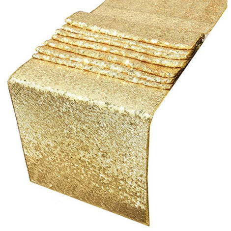 Tablecloth Polyester Fiber with Gold Sequins Table Cover for Table Home Wedding Decoration Or 30x300cm/11.8x118.1in