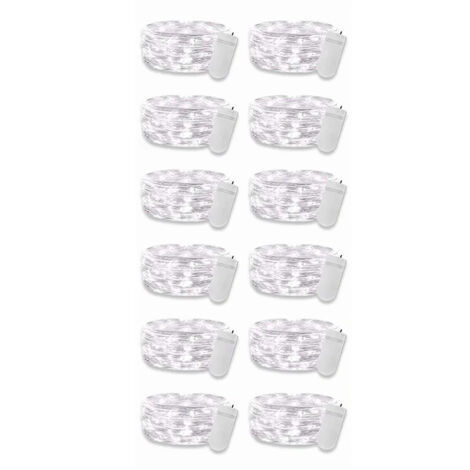 12PCS 0.03W Button String Lights Cold White Light 20 LED 3V Flexible IP65 Waterproof for Wedding Party Bedroom (1/5)