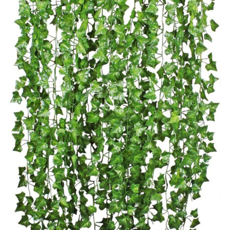 Simulated Ivy Cane Creeper Ivy Decorative Green Plants Ceiling Artificial Vine Eucalyptus Leaves 12PCS (1/5)