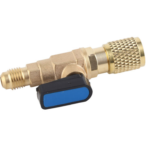 AC Air Conditioning Refrigeration Valve Refrigerant Liquid Hose Ball Valve Adapter Yellow (1/5)