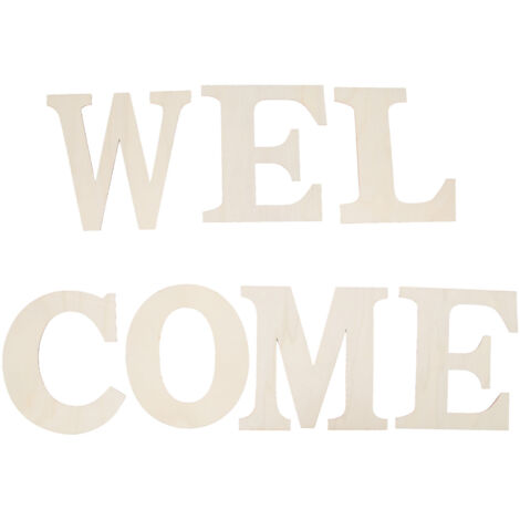 7PCS Welcome Sign Plywood 2mm Thickness Unpainted Welcome Decorative Letters for Wedding Party