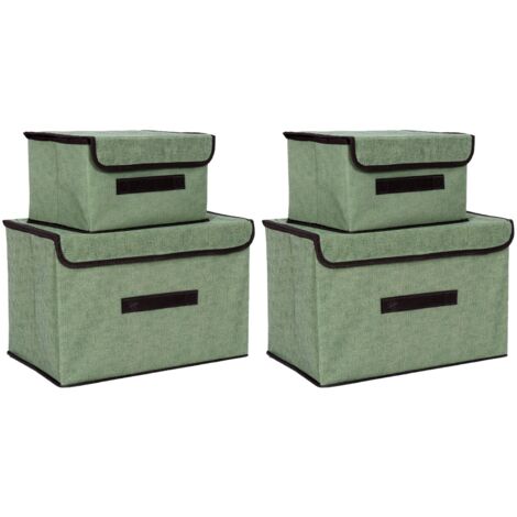 4 Pcs Non Woven Storage Box Case Dustproof Collapsible Two Large and Two Small for Household Home Light Green (1/5)