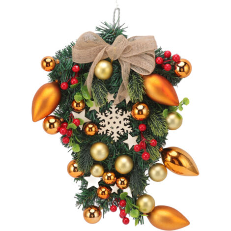 Christmas Wreath Handcrafted Exquisite Reusable Christmas Wreath Pendant Christmas Door Wreath for Fireplace Window (1/5)
