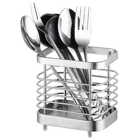 Utensil Holder Drying Rack Stainless Steel Draining Basket Wall Mount No Drilling for Kitchen Chopsticks Small Original Color (1/5)