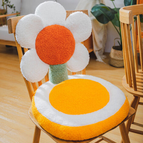 Chair Cushion Office Seats Backrest Cushion Cartoon Shape Seats Cushion Home Decoration Sun Flower White Red Core 40x40x35cm/15.7x15.7x13.8in (1/5)