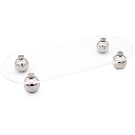 Acrylic Storage Tray Clear Transparent Stainless Steel Round Feet Minimalist Style Decorative Practical Desktop Shelf for Cafes Oval (1/5)