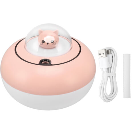 Mini Humidifier Cute Cat Sculpture Portable Quiet Desktop Air Humidifier for Home Office USB Plug in Pink (1/5)