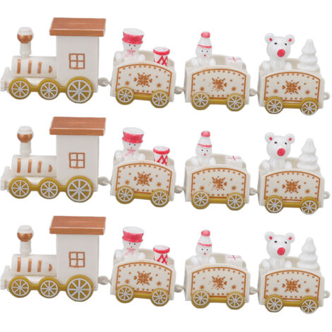 3 Sets Small Train Christmas Decorations Exquisite Mini Train Decor Set Christmas Decoration Props White (1/5)