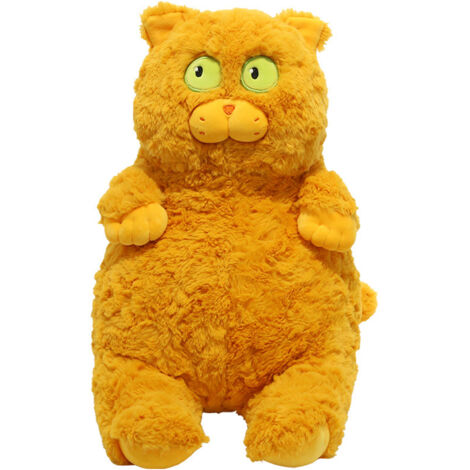 Cat Plush Toy Cute Soft Skin Friendly Fluffy Staring Short Plush Cat Hugging Sleeping Pillow for Home Brown (1/5)