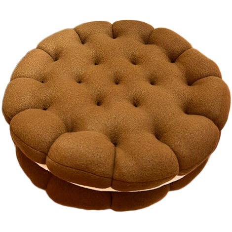 Cookie Cushion Cute Soft Breathable PP Cotton Filling Seating Cushion for Dormitory Bedroom Bedside 450g Chocolate (1/5)