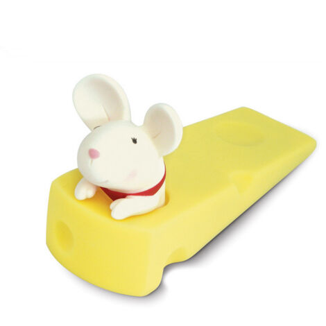 Cartoon Door Stopper Cute Animal Shaped Punch Free Decorative Door Wedge for Home Office White Mouse (1/5)