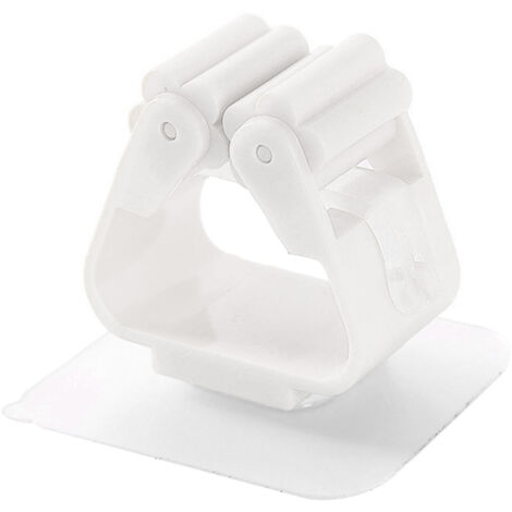 3pcs Wall Mounted Mop Holder Strong Adhesion Plastic Mop Broom Holder for Garage Tool Room White (1/5)