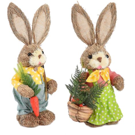 2pcs Easter Bunny Ornament Cute Rustic Rabbit Figurines Foam Decorative Bunny Home Decor 35cm (1/5)