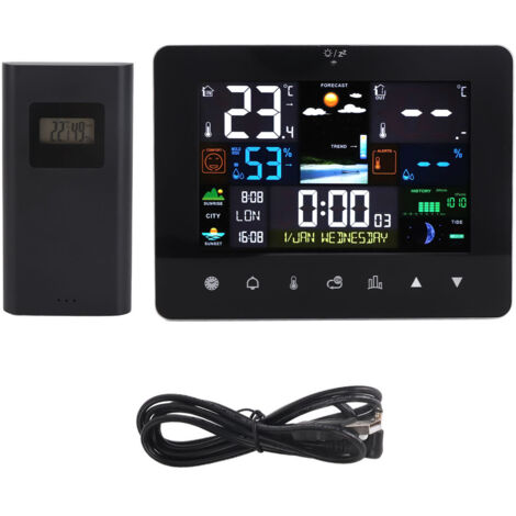 Colorful Touch Screen Digital Weather Forecast Station Wireless Indoor Outdoor Thermometer