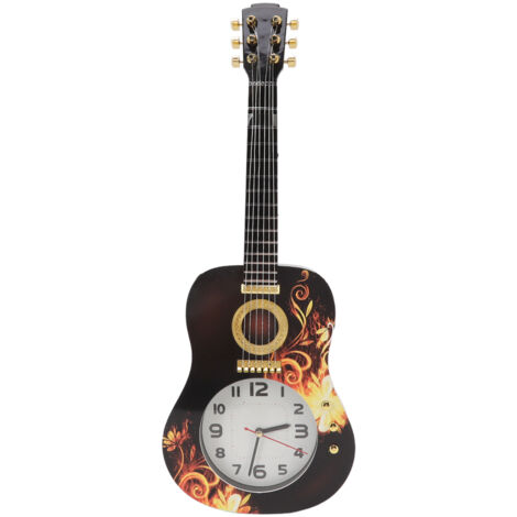 Wall Clock Silent Simulation Ukulele Shaped Decorative Alarm Clock for Bedroom Student Dormitory Office 5681 Ukulele (46x17.5x4.5cm / 18.1x6.9x1.8in) (1/5)