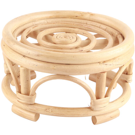 Rattan Indoor Plant Stand Round Shape Natural Plant Rack Handmade Rattan Planter Stand for Home Garden Yard Small (1/5)