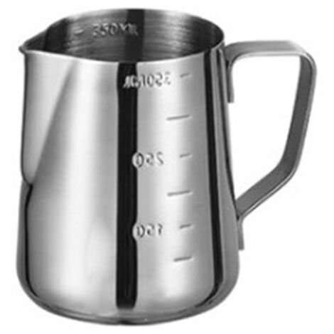 Frothing Cup 350ML Food Grade Stainless Steel Anti Slip Handle Milk Frother Pitcher with Scale (1/5)