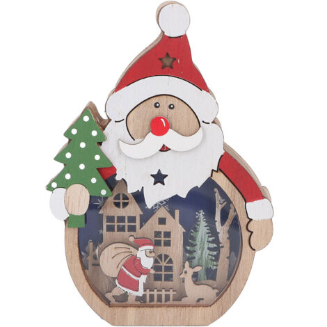 Luminous Christmas Ornament LED Light Emitting Wooden Christmas Decorations Ornaments Gifts for Hotel Window Display Old Man (1/5)