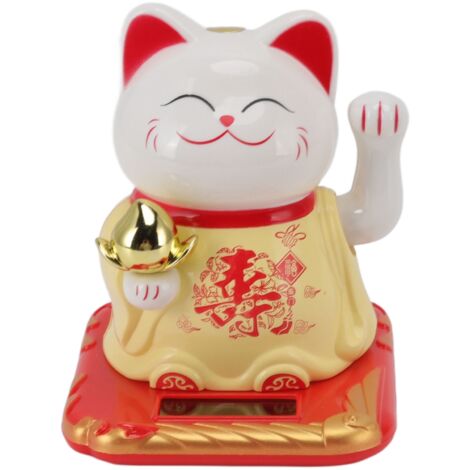 Lucky Waving Cat Light Induction Plastic Chinese Welcome Cat Ornament for Home Cars Yellow (1/5)
