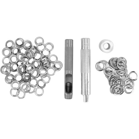 Grommet Tool Kit 100 Set Grommet Eyelets with Setting Tools Hole Cutter Mandrel for Tarps Handicraft (1/5)