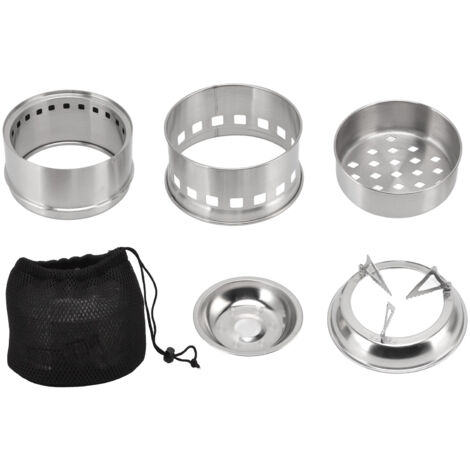 Mini Alcohol Stove for Camping Hiking Stainless Steel Campfire Stove With Storage Bag Round