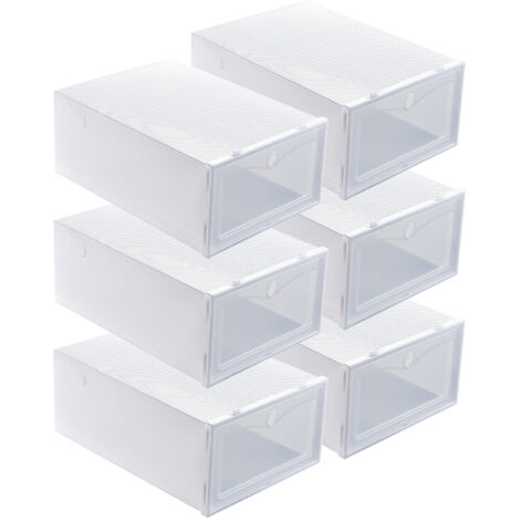 6PCS Shoe Storage Box Large White Thickened Transparent Clamshell Shoe Organizer Case for Home (1/5)