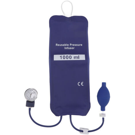 1000ml Pressure Infusion Bag TPU Reuseable with Gold Pressure Gage Blue Medical Pressure Bag for Outdoor Emergence ICU (1/5)