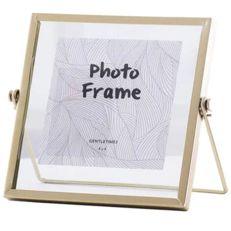 Photo Frame Display Transparent Glass Iron Support Tabletop Dried Flower Frame for Home Decorations 4 Inches (1/5)