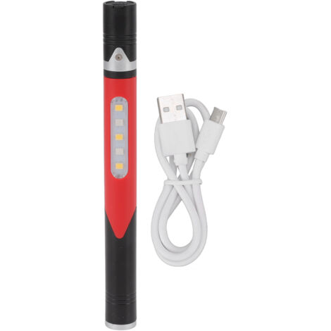 Pen Flashlight USB Charge 3 Light Sources LED Chip Clip Design Widely Used Pen Light Flashlight for Repair Hospital Red (1/5)