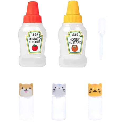 Plastic Mini Bento Soy Sauce Bottles Squeeze Salad Dressing Bottles Portable Sauce Containers (1/5)