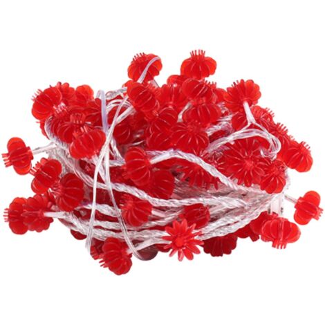 Red Chinese Lantern String Lights LED Light Beads Waterproof New Year Lantern with PVC Shell for Courtyards Without Tassel 3meters/9.8ft 20 Lights (1/5)