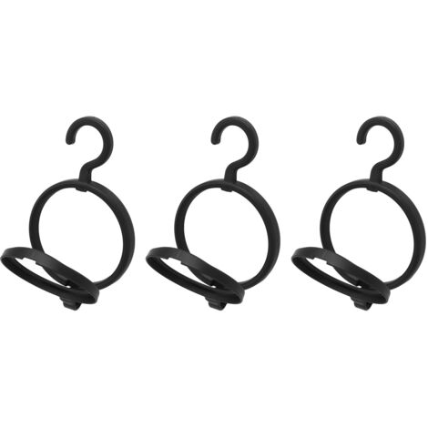 3Pcs Hanging Wig Stand Space Saving Portable Plastic Wig Display Hanger for Home Travel Black (1/5)
