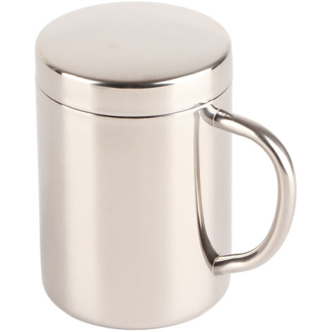 Stainless Steel Coffee Mug Minimalist Fashionable Large Capacity Coffee Cup with Lid for Home 400ml (1/5)