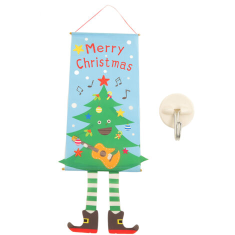 Christmas Flags Ornament Christmas Tree Designed Bamboo and Cloth Christmas Hanging Sign for Door Home (1/5)
