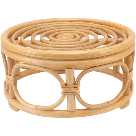 Rattan Indoor Plant Stand Round Shape Natural Plant Rack Handmade Rattan Planter Stand for Home Garden Yard Large (1/5)