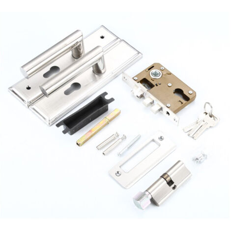 Keyed Entry Door Lock Silent Double Latch Irregular Stainless Steel Door Handle Lock for Bedroom Hotel Balcony (1/5)
