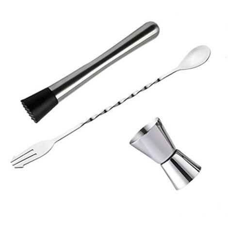 Cocktail Mixing Spoon Muddler and 15ml 30ml Jigger Stainless Steel Bar Tool Set for Home (1/5)