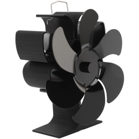 Stove Fan 6 Blades Greater Air Volume Low Noise Operation Wear Resistance Fireplace Fan Black L (1/5)