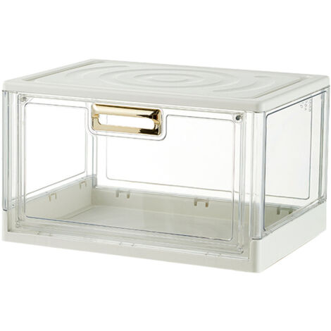 Desktop Cup Storage Box Stackable Dustproof Water Cup Storage Box Home Coffee Glass Holder with Lid White Ordinary 38x27.5x22.6cm/15.0x10.8x8.9in (1/5)