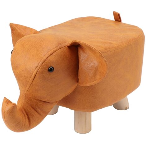 Animal Footstools Lovely Cartoon Innovative Elephant Upholstered Stool for Nursery Bedroom Playroom Living Room Decor Orange (1/5)