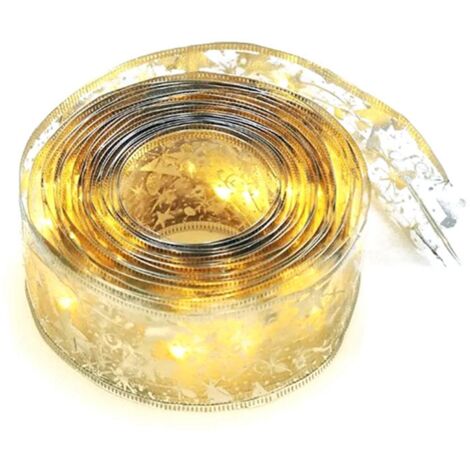 Christmas Ribbon Fairy Lights Gold Ribbon Warm Light 50 LED Christmas Tree Ribbon for Christmas Decorations 164ft (1/5)