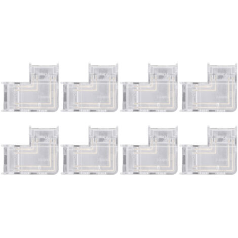 8PCS L Shaped LED Light Strip Connectors 4 Pin 10mm Transparent Gapless Solderless COB LED Adapter Connectors (1/5)