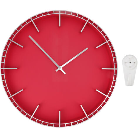 Wall Clock Silent Prevents Ticking Easy To Read Innovative Modern Round Wall Clock for Home Office Kitchen Bedroom 5686 Silver with Red (37.7x3cm / 14.8x1.2in) (1/5)
