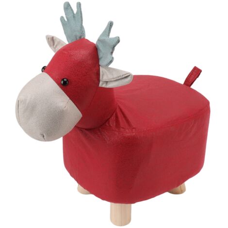 Animal Footstools Prevent Slip Cute Cartoon Giraffe Shape Soft Small Kids Stools for Home Red (1/5)